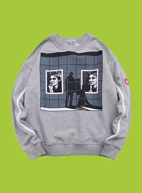 cavempt 日系潮流灰色卫衣 秋季宽松圆领复古印花套头休闲男女