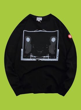 CAVEMPT夜景抽象印花圆领打底衫oversize男女INS同款CE长袖T恤潮