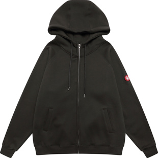 CAVEMPT C.E日系秋冬重磅情侣纯色拉链卫衣加绒连帽开衫外套男女