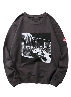 新款CAV EMPT水洗圆领卫衣男女宽松复古鬼手印花日潮c.情侣同款