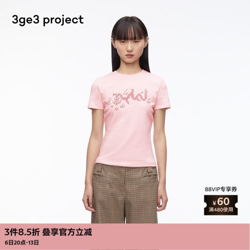 3ge3project纯棉针织布女T恤