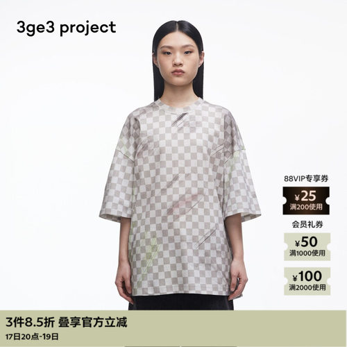 3ge3 project纯棉针织布男T恤