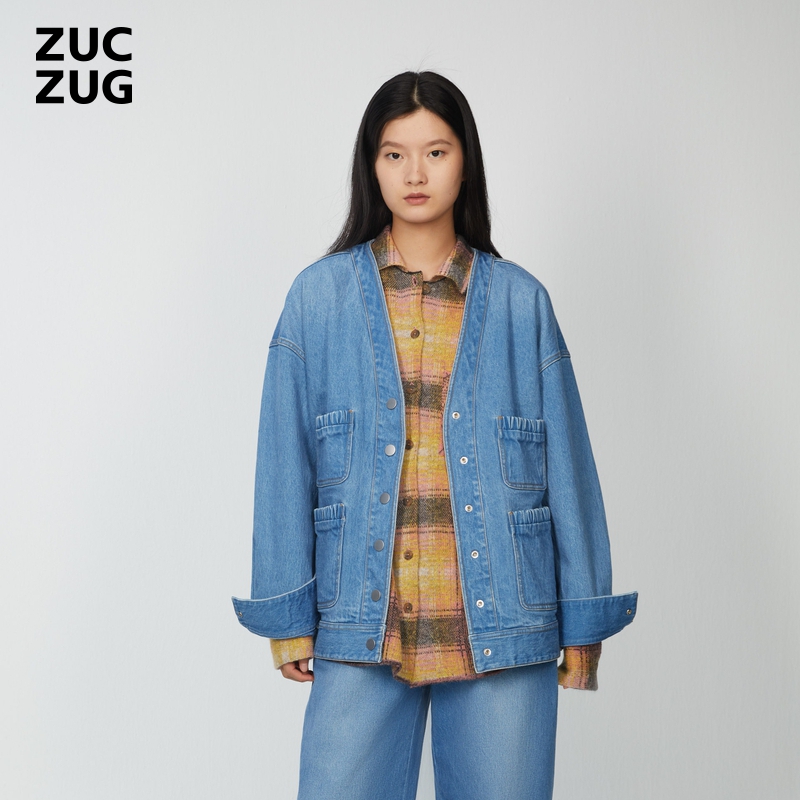 ZUCZUG牛仔可拆卸内胆V领外套