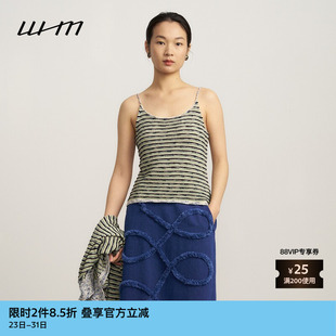 女士设计感气质复古修身 春季 素然WHM 彩条针织吊带上衣 新品