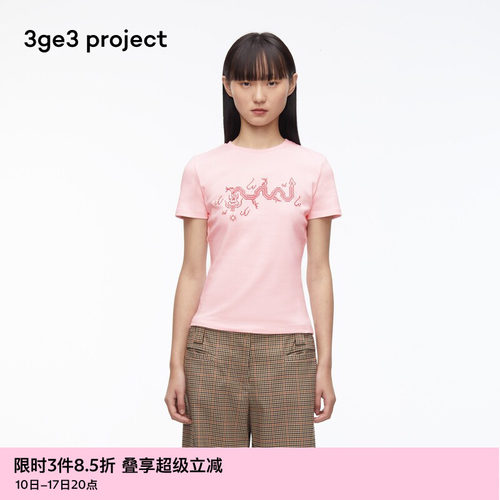 3ge3project纯棉针织布女T恤