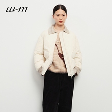 素然WHM 秋季女士气质慵懒休闲短款翻领夹克厚羽绒服
