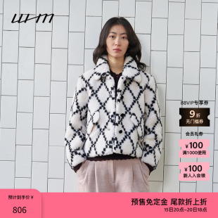 提花羊羔毛轻便廓形时尚 素然WHM 厚翻领短外套夹克 预售