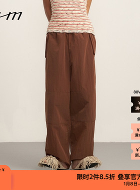 【新品】素然WHM 春夏女士气质日常尼龙布松紧腰束脚休闲裤长裤