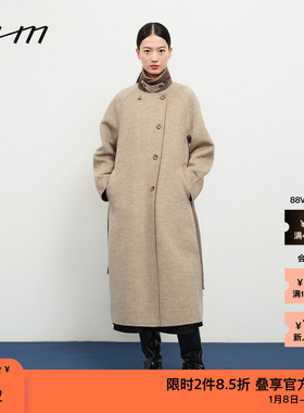 素然WHM 秋季女士气质舒适设计感双面呢双排扣大衣