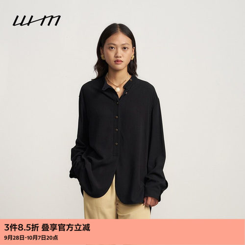 WHM垂坠府绸半开襟立领衬衫