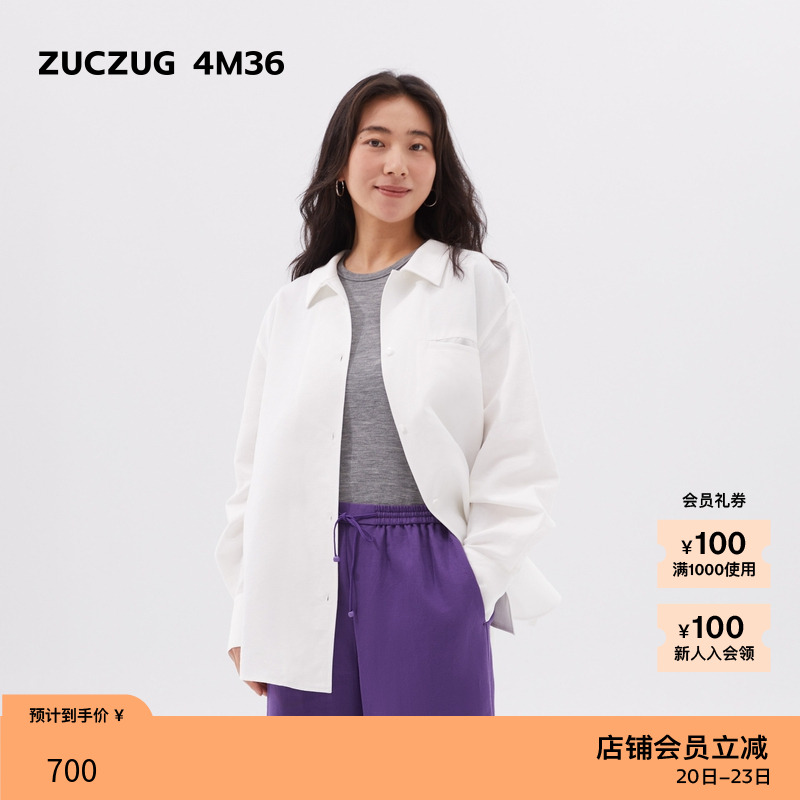 ZUCZUG4M36棉竹节亚麻宽松衬衫