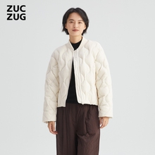 ZUCZUG 素然秋季女士保暖无胆防绒棒球领白色羽绒服
