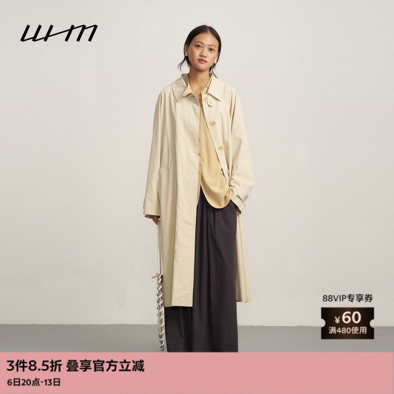 【新品】素然WHM 春夏女士复古气质舒适质感细腻薄棉布宽松风衣