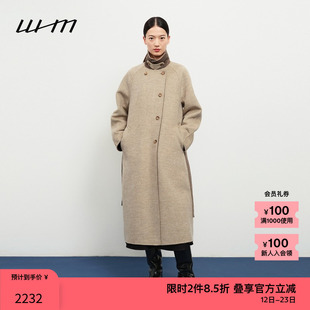 素然WHM 秋季女士气质舒适设计感双面呢双排扣大衣