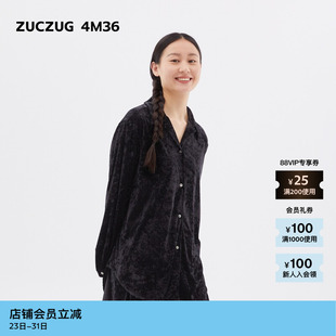 新品 女士休闲经典 素然ZUCZUG 夏季 光泽丝绒宽松衬衫 4M36