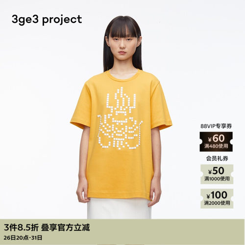 3ge3project纯棉针织布男T恤