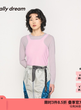 素然usually dream 春夏女士经典休闲简约大孔针织布修身长袖T恤