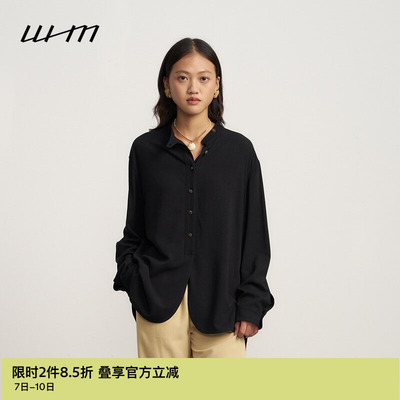 WHM垂坠府绸半开襟立领衬衫