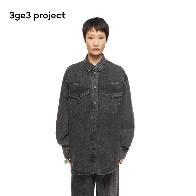 素然3ge3project 联名款女士休闲舒适牛仔衬衫夹克