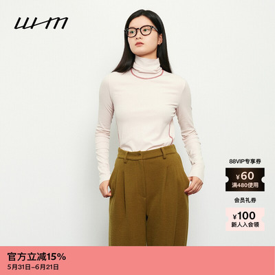 WHM羊毛罗纹设计感高领打底衣