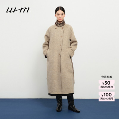 WHM舒适设计感双面呢双排扣大衣