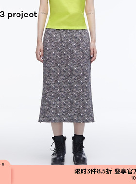 素然3ge3 project 秋季女士印花直筒半身裙