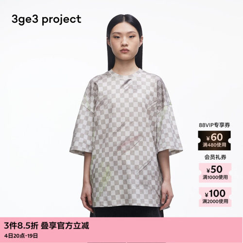 3ge3 project纯棉针织布男T恤