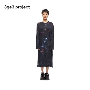 素然3ge3project 春夏女士联名款气质长袖印花连衣裙