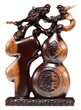 福字客厅摆件陈古黑檀木中式