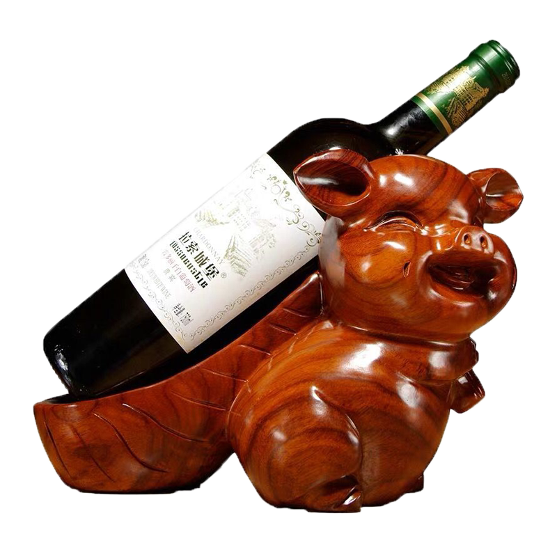 木雕摆件红酒架家居客厅工艺品