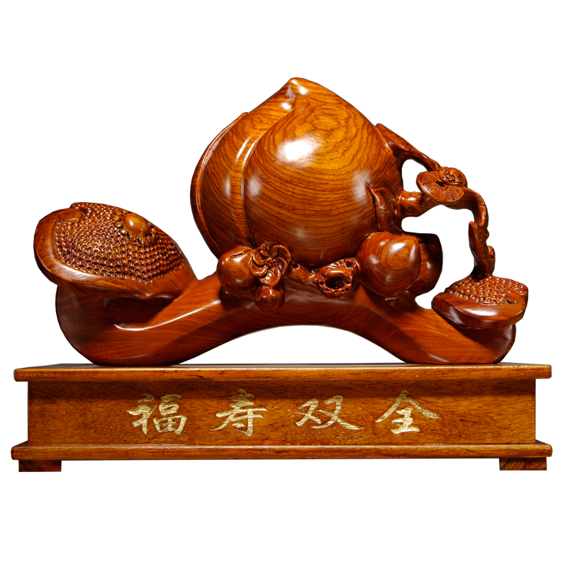 福寿双全如意生日家居客厅木雕