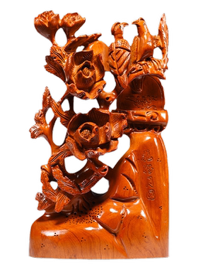 花好月圆摆件实木雕刻工艺品