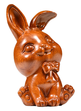 黑檀实木质兔子生肖兔摆件木雕兔属相雕刻家居客厅摆设送礼工艺品