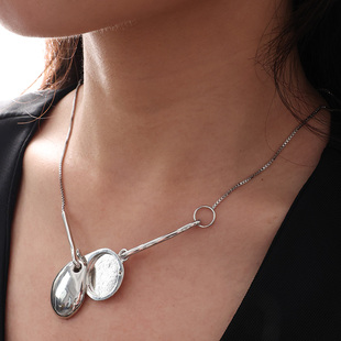 Knobbly复古相片盒项链女椭圆极简小众独特设计高级感颈链锁骨链