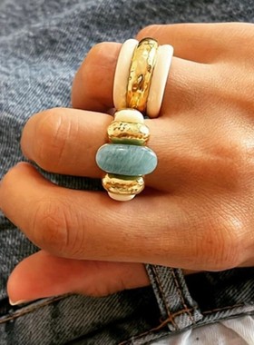 法国复古小众高级感天河石色戒指