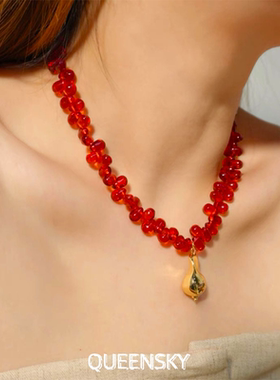 欧美复古显白红色仿玛瑙OT扣