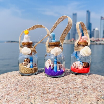 海沙漂流瓶钥匙扣 许愿瓶贝壳海星心愿瓶生日礼品 幸运瓶节日送礼