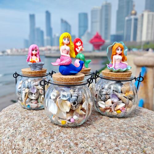 许愿漂流瓶装小天然海螺贝壳海星玻璃沙天然标本手工diy装饰摆件