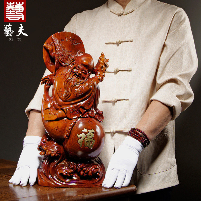 木雕家居客厅送长辈礼品寿星公