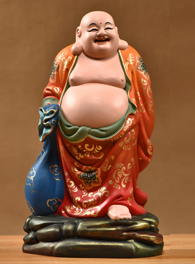 艺夫实木弥勒佛像摆件客厅装饰