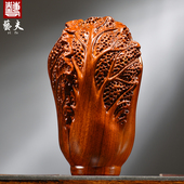 花梨木雕白菜摆件实木百财客厅玄关装 饰家居店铺开业乔迁工艺礼品