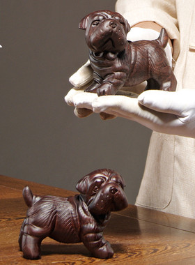 黑檀木生肖狗家居客厅茶几工艺品