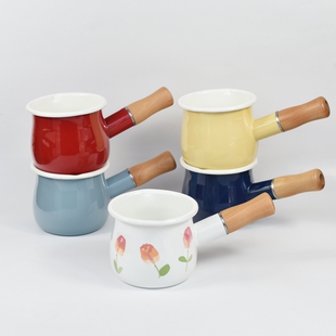 日式迷你小号牛奶锅珐琅搪瓷早餐辅食锅烧油锅煮鸡蛋调味锅ins风