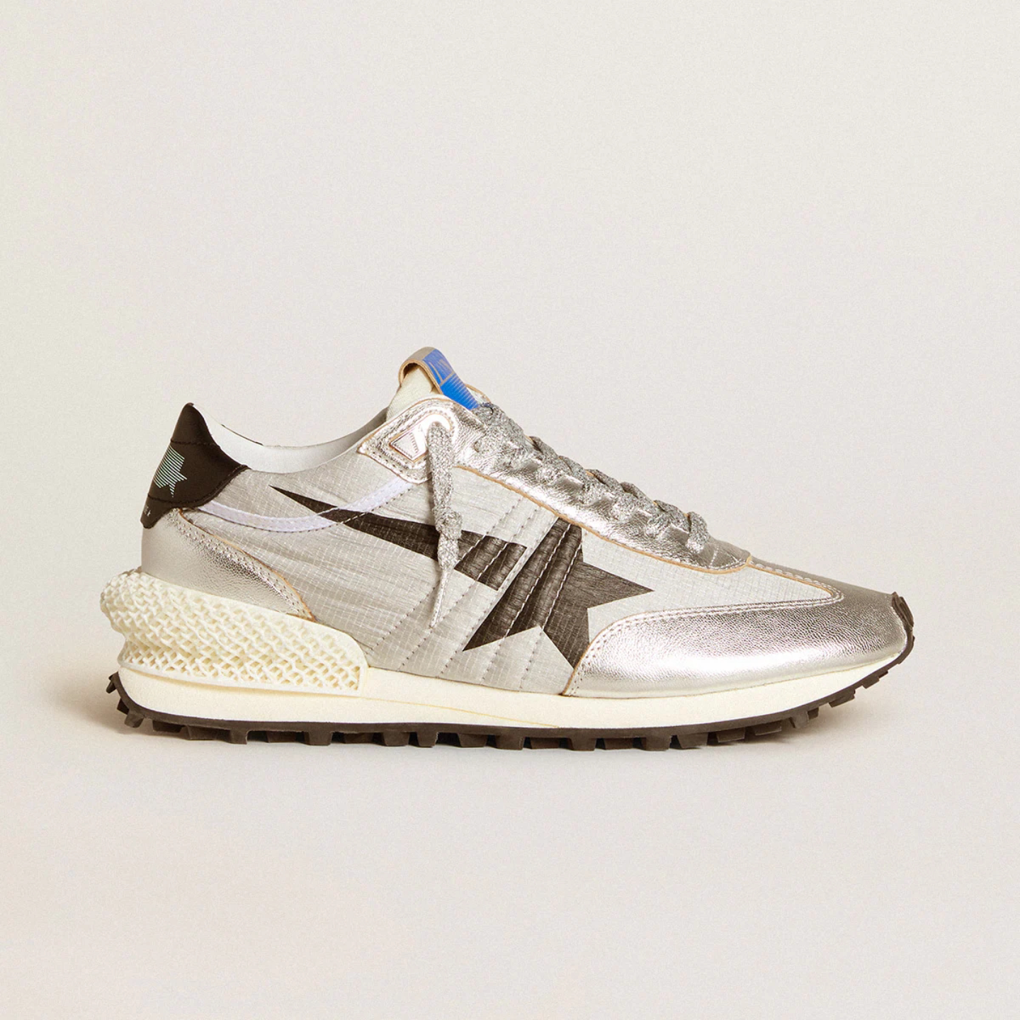 好鞋定制 小脏鞋小白鞋做旧板鞋 银色布面黑尾黑星 牛皮 男鞋女鞋