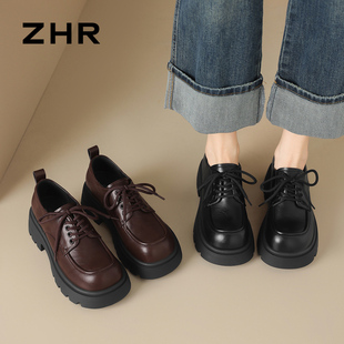 ZHR则则厚底黑色小皮鞋2025英伦乐福鞋气质法式单鞋女鞋KN165