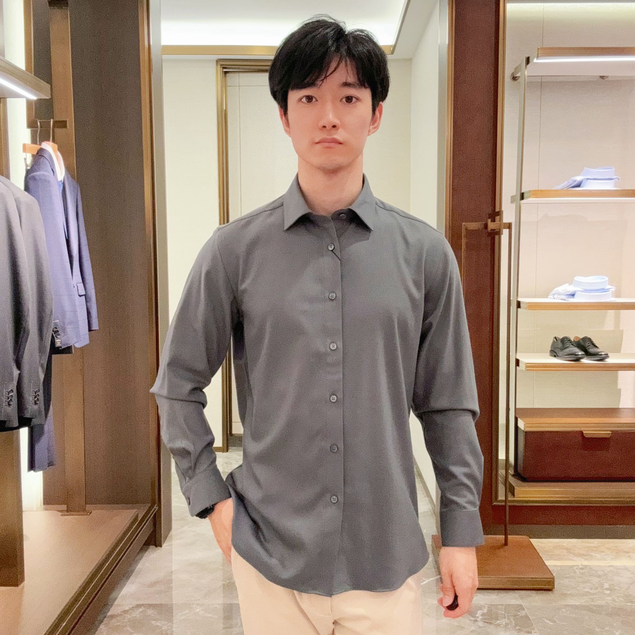 雅戈尔男士简约时尚长袖衬衫YLQW115529QBA