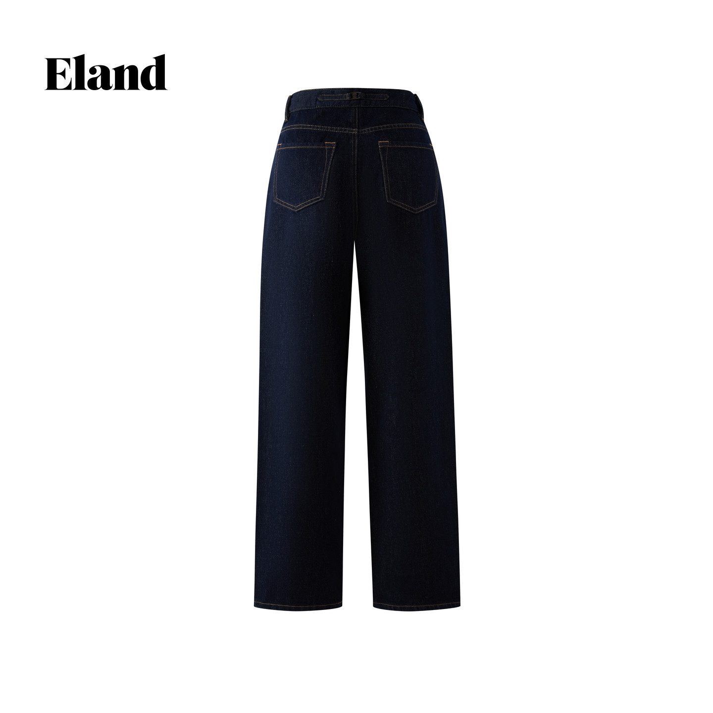 Eland牛仔裤女简约干练收腰直筒裤九分裤2025冬季新款EETJF4TE04