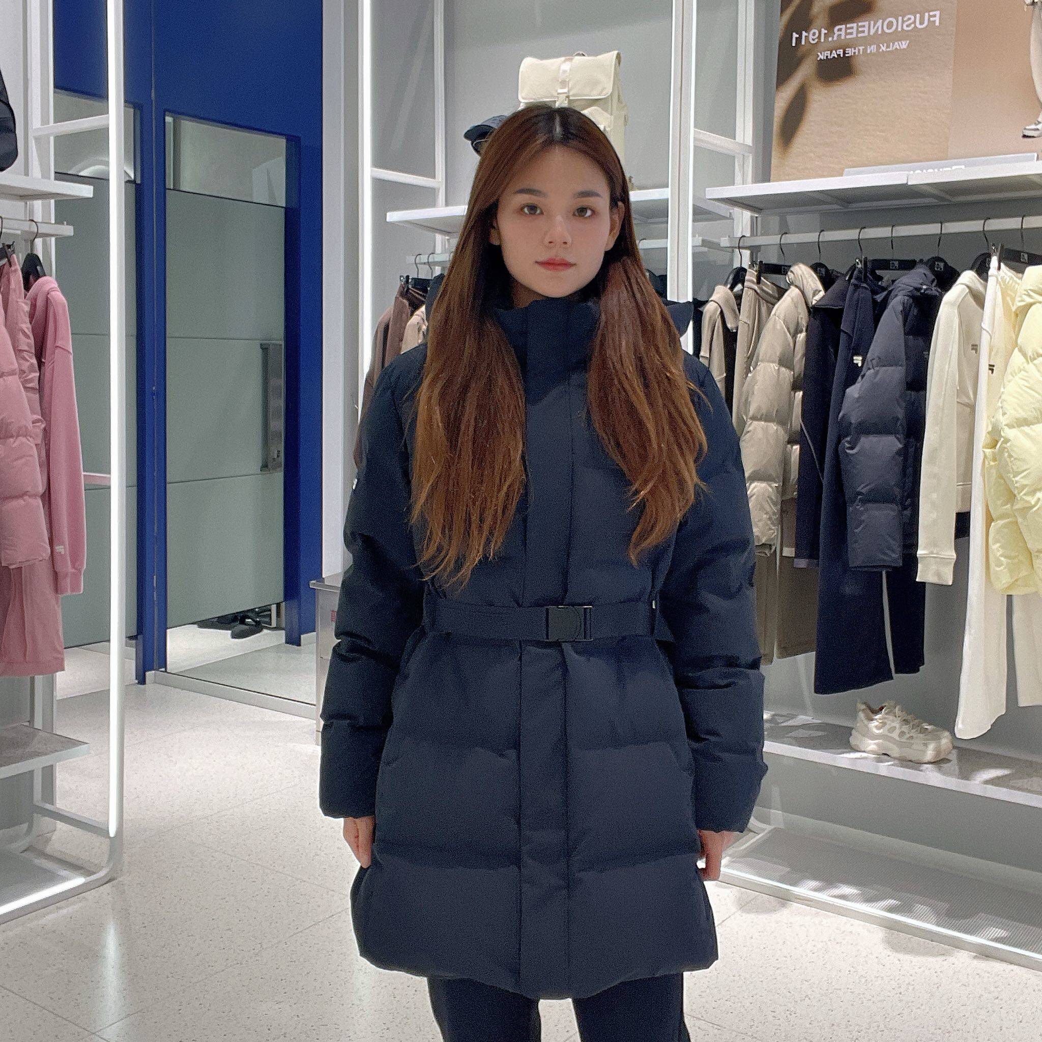 FILA 斐乐女士中长款羽绒服2025冬新款保暖连帽外套A11W541910F,运动服/休闲服装,运动羽绒服,淘宝优惠券,粉丝福利购,淘宝优惠卷