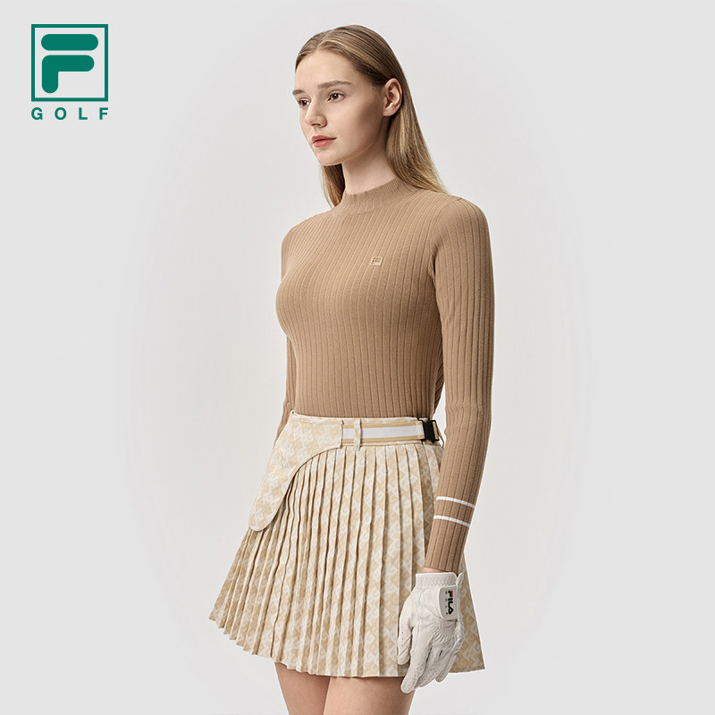 FILA 斐乐女子编织衫2025春季简约小高领毛衣A11W515402F