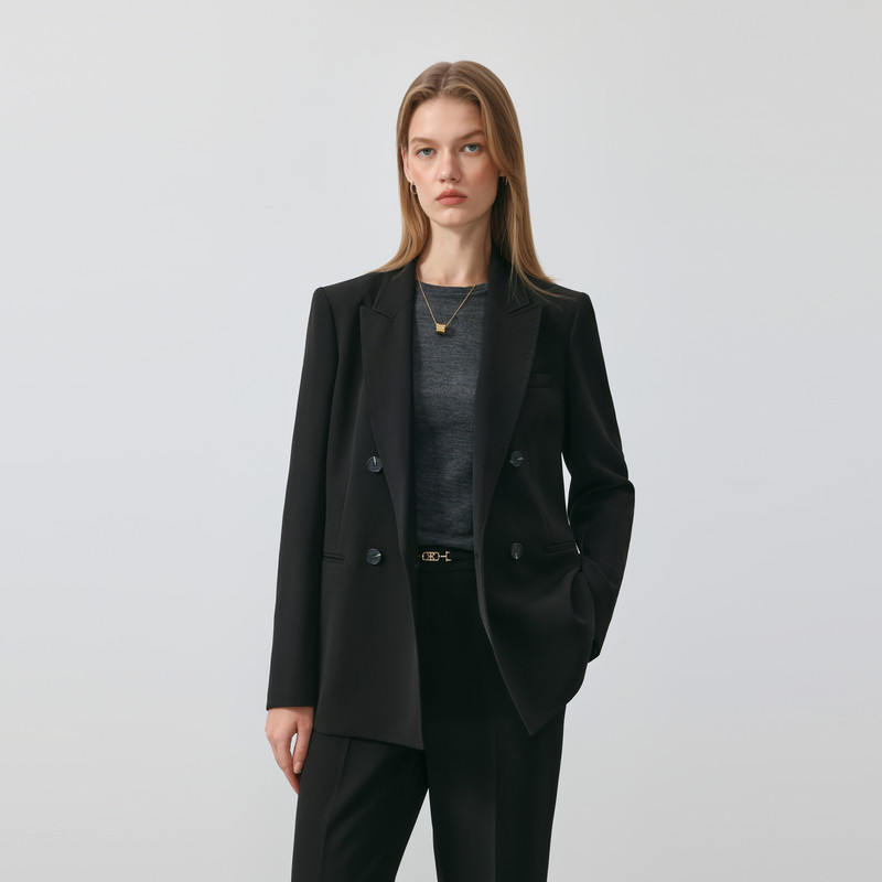 PRICH复古高智双排扣戗驳领西装2025秋季职场通勤外套女